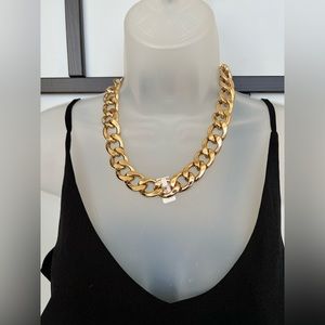 NWT Baublebar Chunky Curb Chain Necklace Gold Adjustable Statement